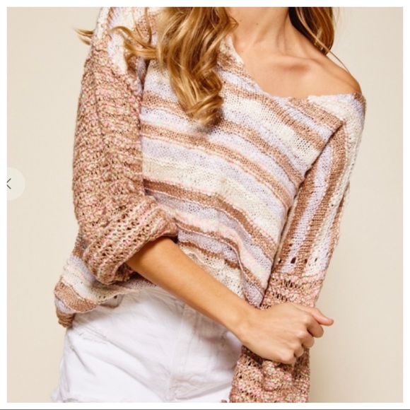 Multi Color V neck Thread mix Sweater - Picture 3 of 7